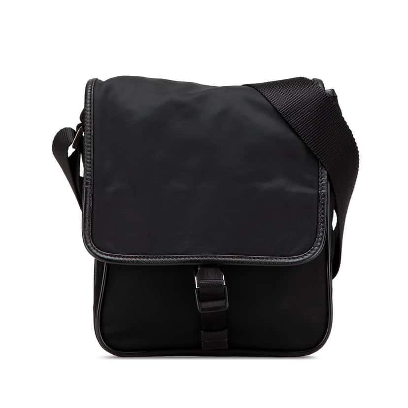 Prada Tessuto Buckle Messenger Bag Black Good condition - Front View