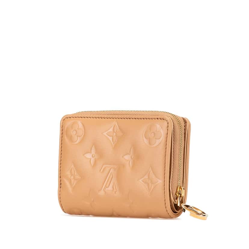 Louis Vuitton Monogram Embossed Coussin Lou Wallet Brown Leather Good condition - Back View