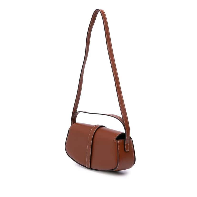 Celine Smooth Calfskin Tabou Clutch on Strap Brown Leather Good condition - Back View