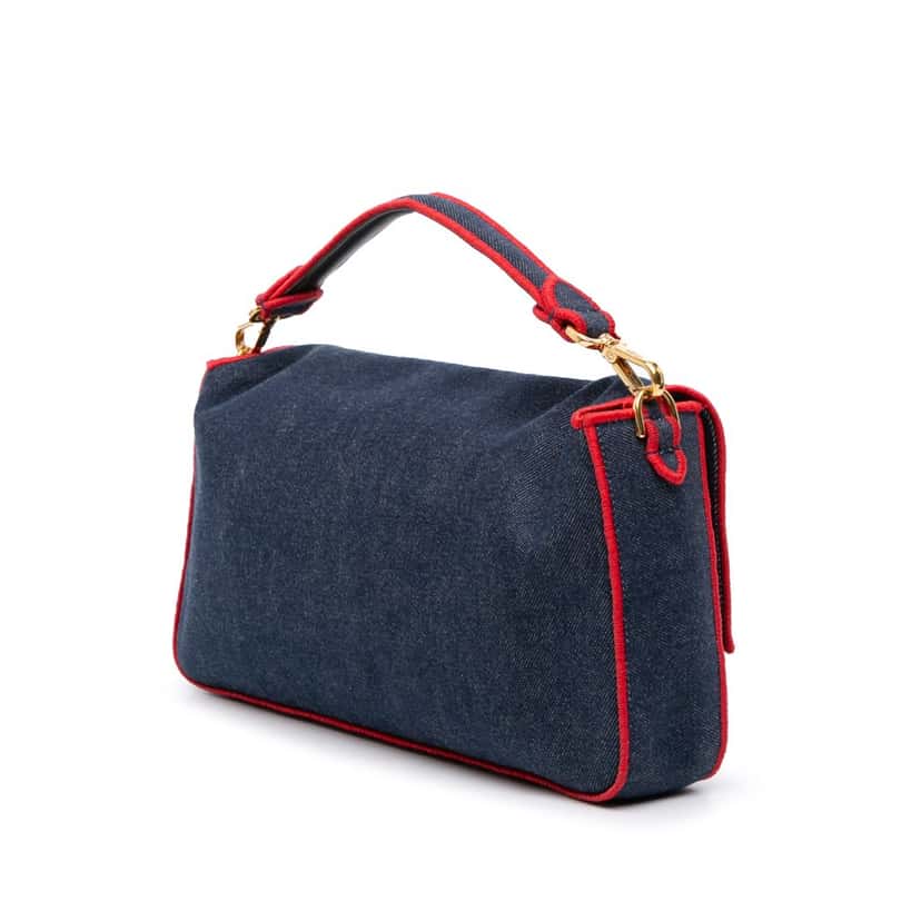 Fendi Large Denim Baguette Satchel Blue Denim Good condition - Back View