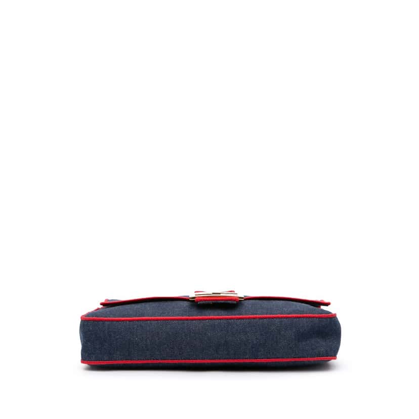 Fendi Large Denim Baguette Satchel Blue Denim Good condition - Inside View