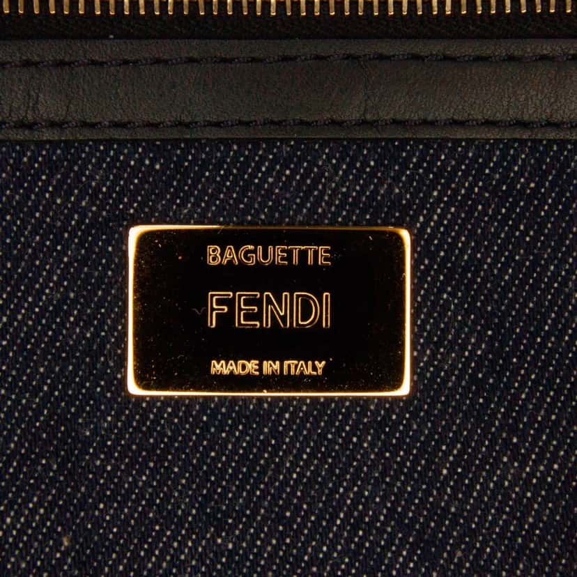 Fendi Large Denim Baguette Satchel Blue Denim Good condition - Box View