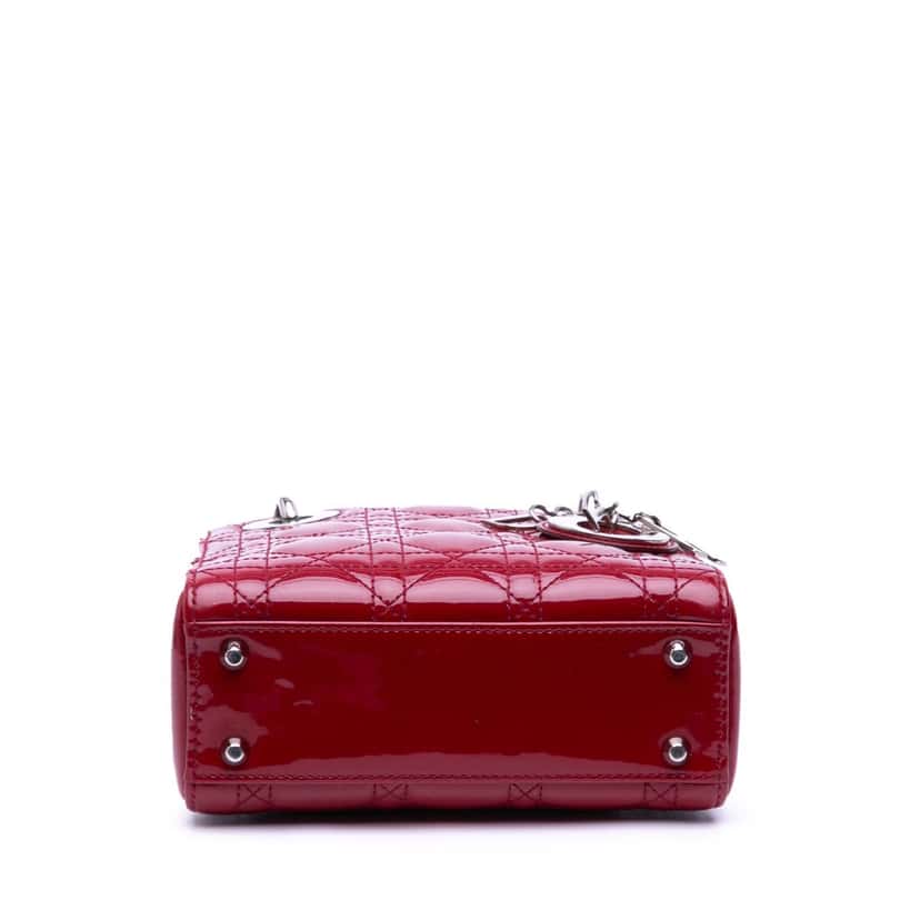 Dior Mini Patent Cannage Lady Dior Red Leather Good condition - Inside View