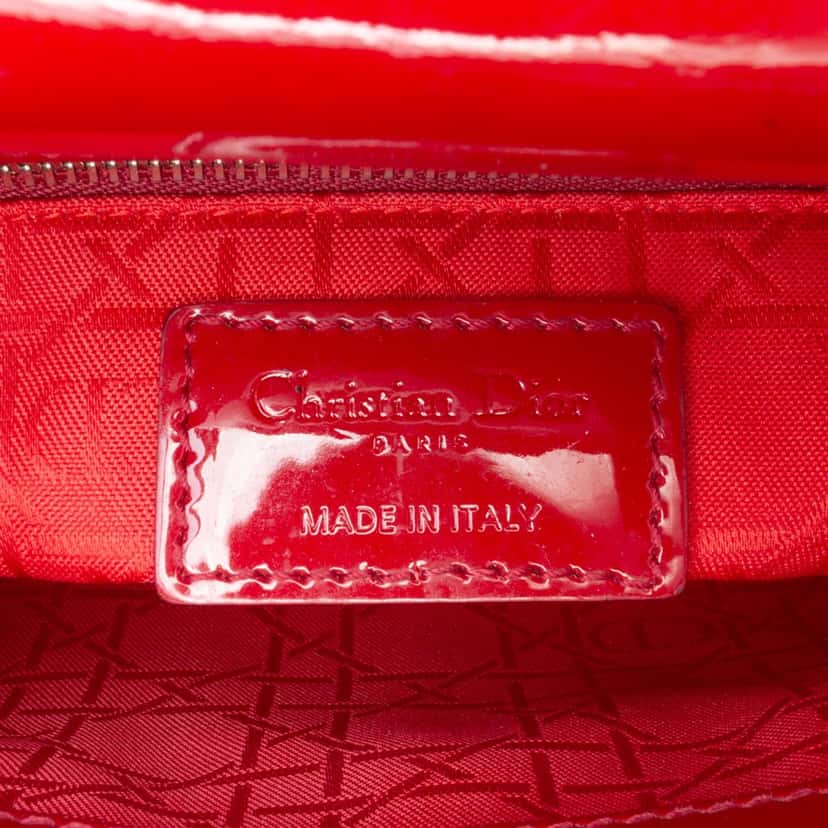 Dior Mini Patent Cannage Lady Dior Red Leather Good condition - Box View
