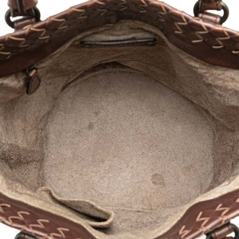 Bottega Veneta Bicolor Nappa Intrecciato Bucket Bag Brown Leather Good condition - Model View