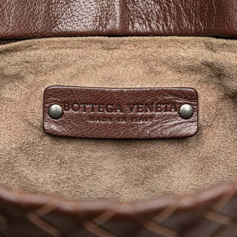Bottega Veneta Bicolor Nappa Intrecciato Bucket Bag Brown Leather Good condition - Box View