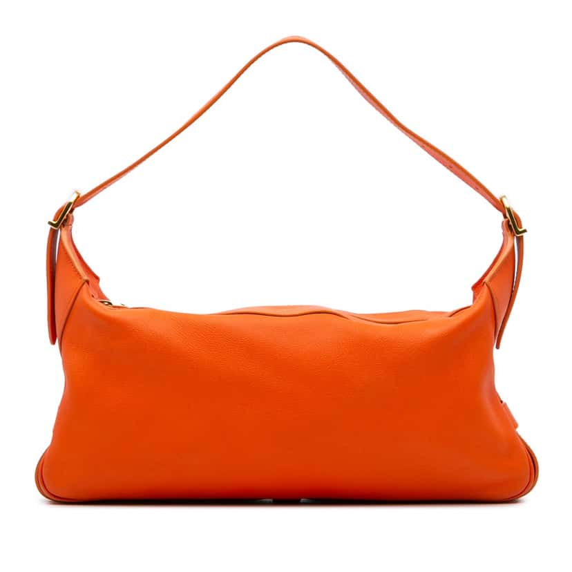 Celine Medium Supple Grained Calfskin Romy Shoulder Bag Orange Leather Good condition - Front View
