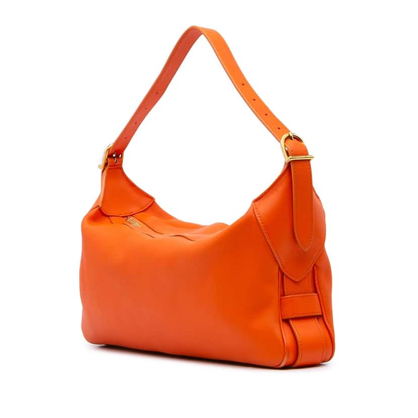 Celine Medium Supple Grained Calfskin Romy Shoulder Bag Orange Leather Good condition - Back View