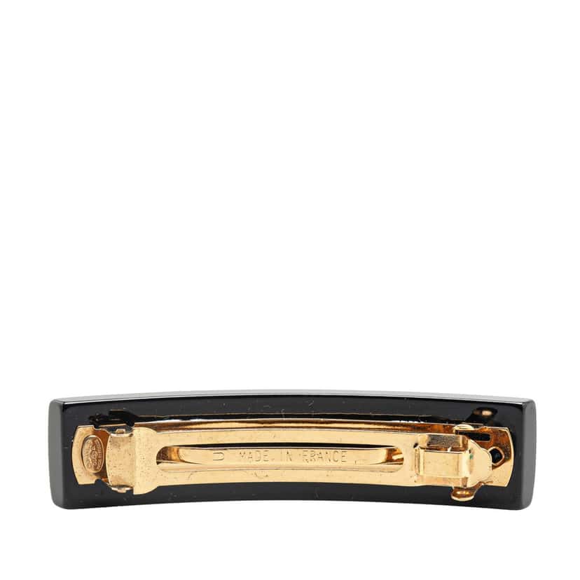 Chanel Resin CC Camellia Hair Barrette Black Good condition - Back View