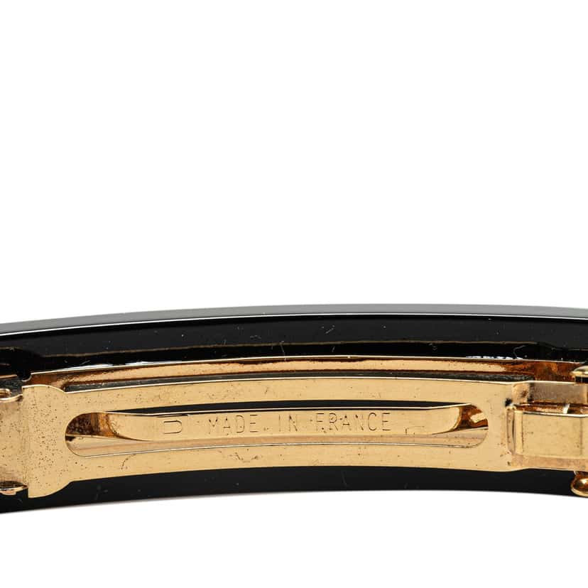 Chanel Resin CC Camellia Hair Barrette Black Good condition - Model View