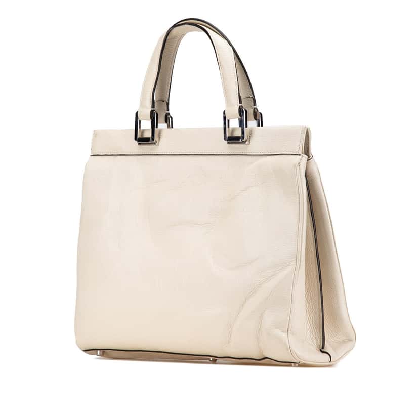 Gucci Medium Leather Zumi Top Handle Bag White Leather Good condition - Back View