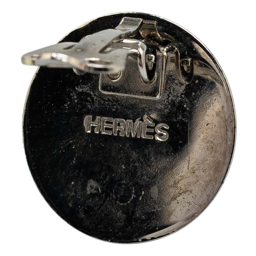 Hermès Enamel Stripe Cloisonne Clip On Earrings Orange Good condition - Inside View