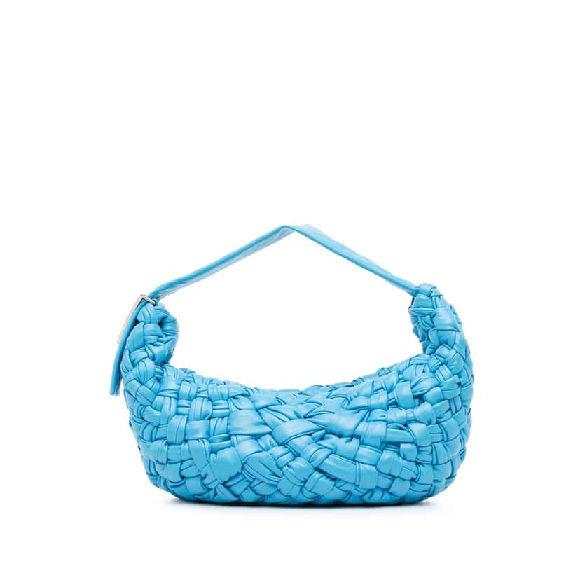 Bottega Veneta Foulard Intrecciato Banana Blue Leather Very good condition - Front View