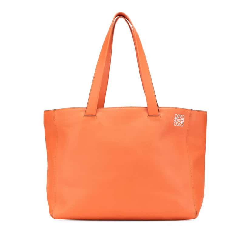 Loewe Anagram Leather East West Tote Orange Leather Good condition - Front View