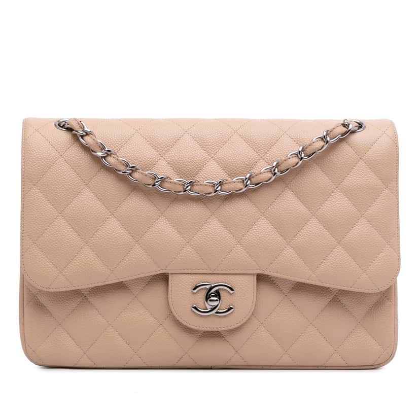 Chanel Jumbo Classic Caviar Double Flap Brown Leather Good condition - Front View
