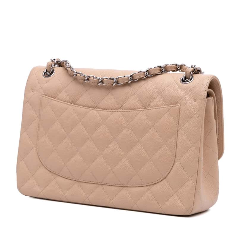 Chanel Jumbo Classic Caviar Double Flap Brown Leather Good condition - Back View