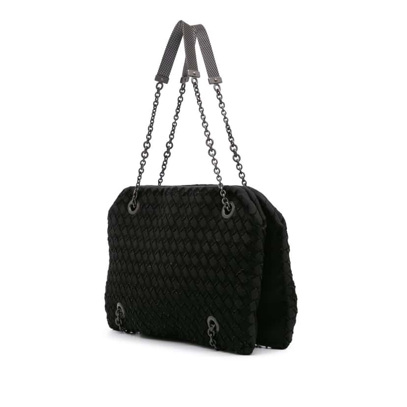 Bottega Veneta Grosgrain Intrecciato Duo Shoulder Bag Black Good condition - Back View