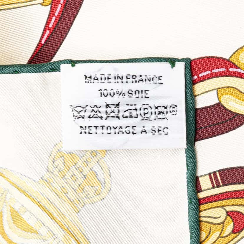 Hermès Stately Wheels Silk Scarf White Silk Good condition - Back View