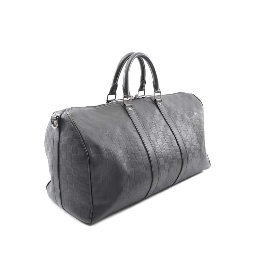 Louis Vuitton Damier Infini Keepall Bandouliere 45 Black Leather Good condition - Back View
