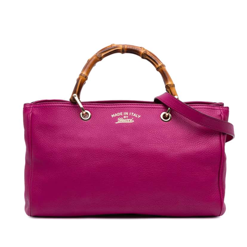 Gucci Medium Calfskin Bamboo Shopper Satchel Pink Leather Good condition - Front View