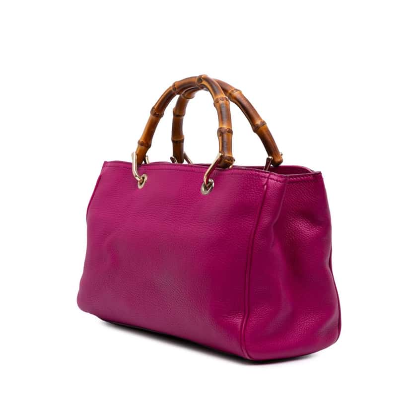 Gucci Medium Calfskin Bamboo Shopper Satchel Pink Leather Good condition - Back View