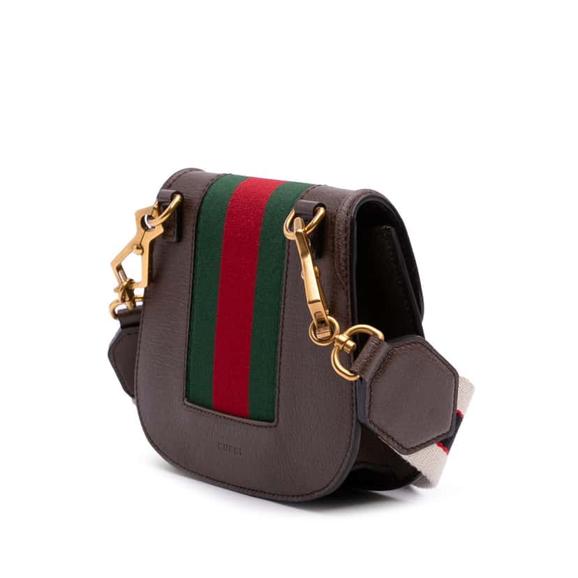 Gucci Small Linea Totem Crystal Heart Crossbody Brown Leather Good condition - Back View