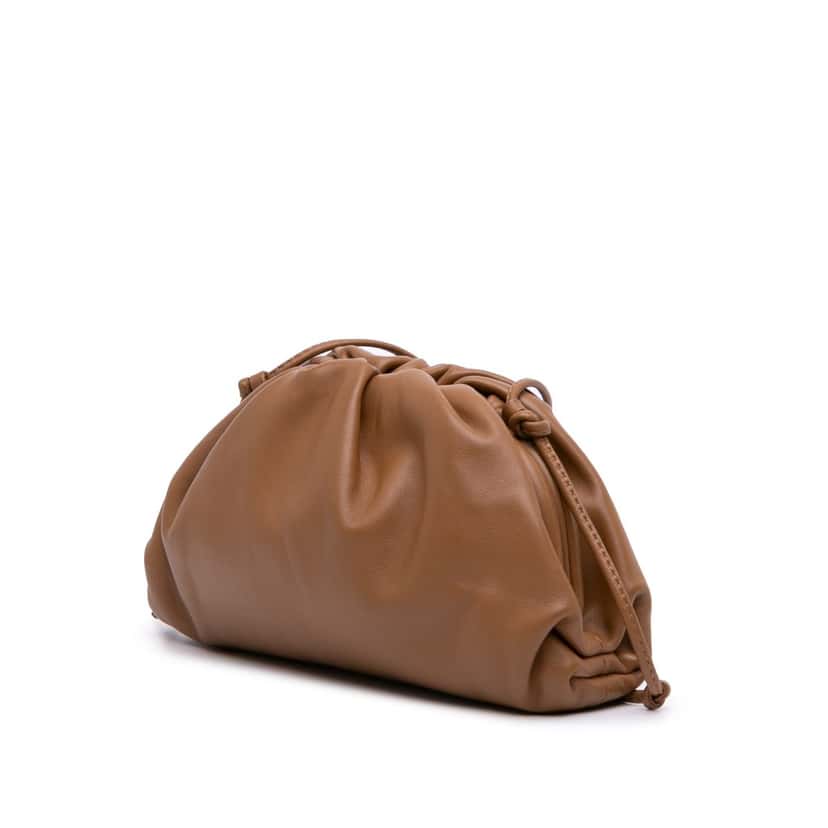 Bottega Veneta Lambskin The Mini Pouch Crossbody Brown Leather Good condition - Back View