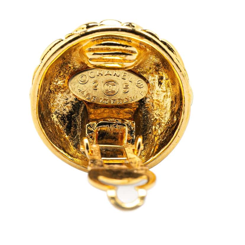 Chanel Gold Plated CC Quilted Clip On Earrings Gold Metal Good condition - Inside View