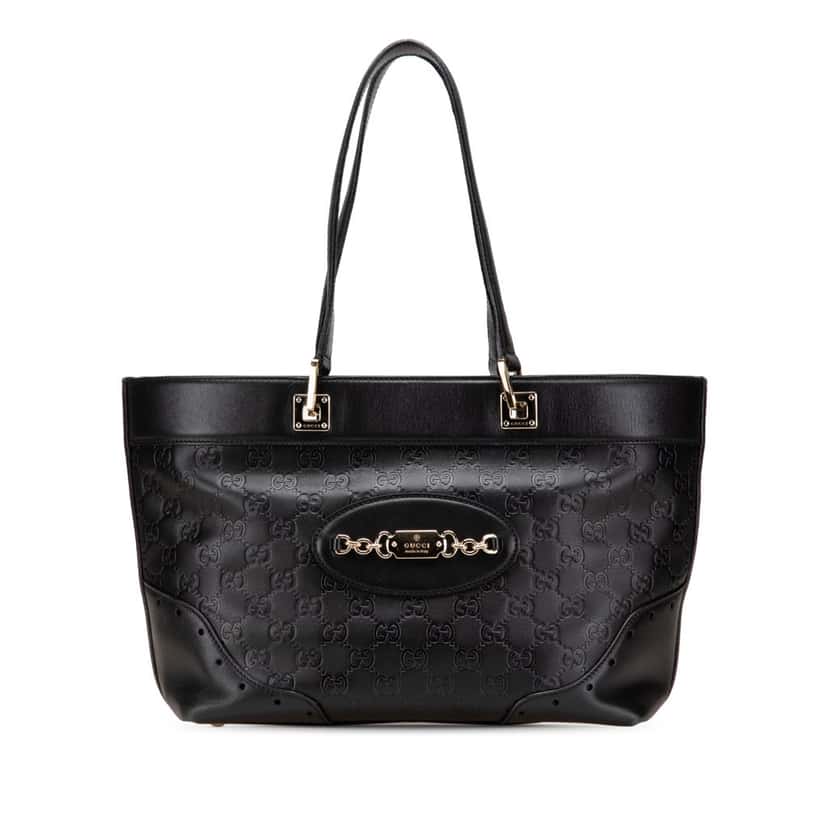 Gucci Small Guccissima Punch Tote Black Leather Good condition - Front View