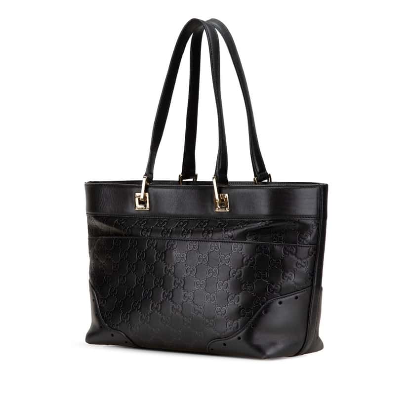 Gucci Small Guccissima Punch Tote Black Leather Good condition - Back View