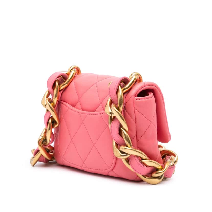 Chanel Mini Quilted Lambskin Funky Town Flap Pink Leather Very good condition - Back View