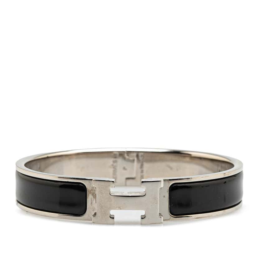 Hermès Narrow Enamel Clic H Bracelet PM Black Good condition - Front View