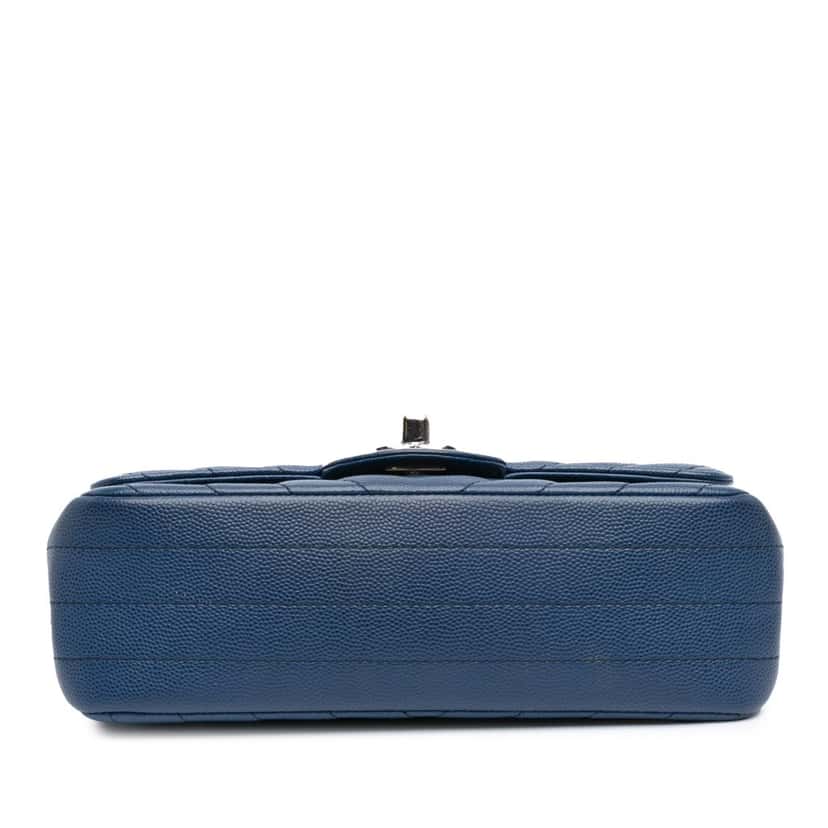 Chanel Mini Rectangular Classic Chevron Caviar Single Flap Blue Leather Good condition - Inside View