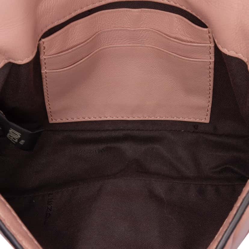 Fendi Mini Zucca Embossed Leather Baguette Satchel Pink Leather Good condition - Model View