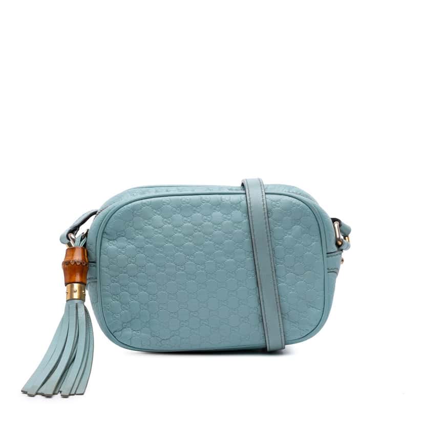Gucci Microguccissima Sunshine Disco Camera Bag Blue Leather Good condition - Front View