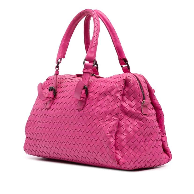 Bottega Veneta Nappa Intrecciato Boston Bag Pink Leather Good condition - Back View