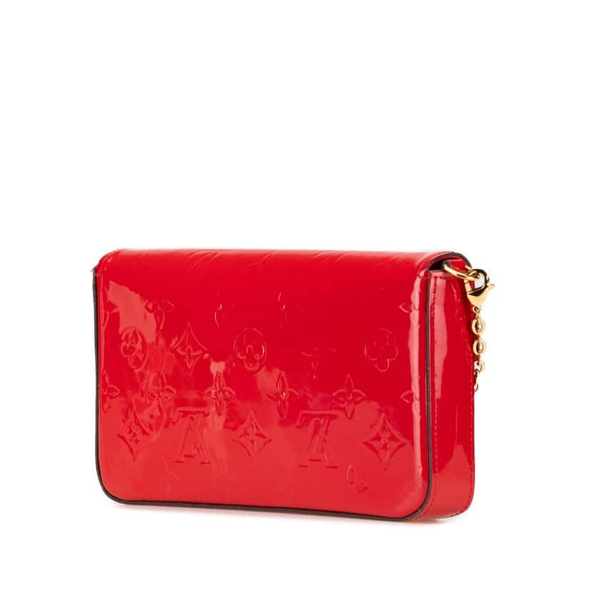 Louis Vuitton Monogram Vernis Pochette Felicie Red Leather Good condition - Back View
