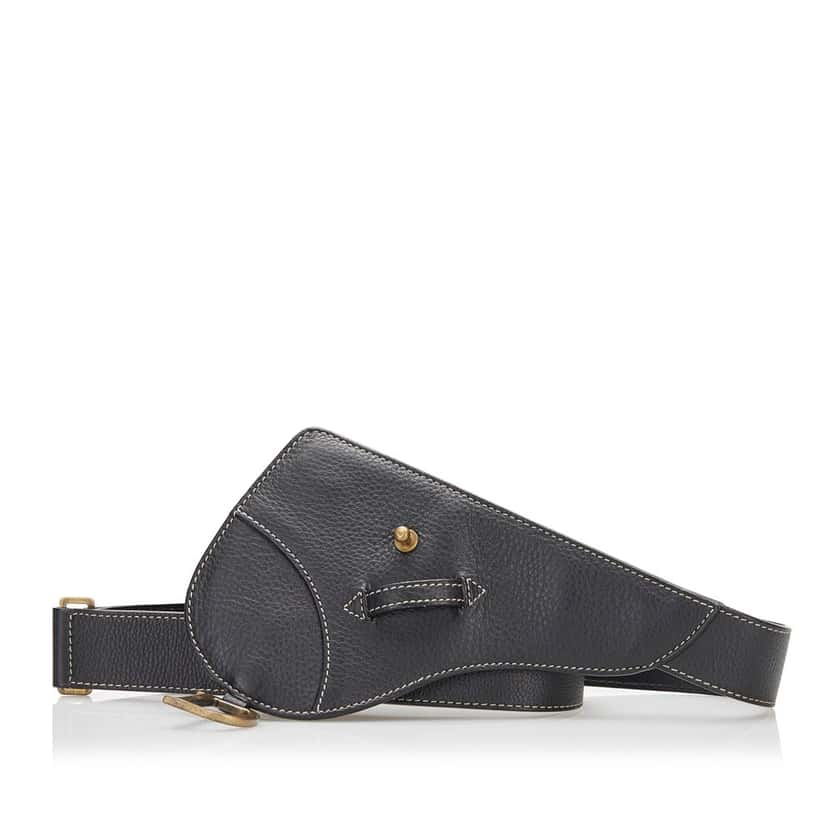 Dior Leather Saddle Belt Black Leather Good condition - Front View