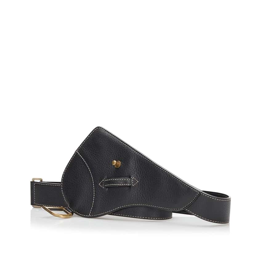 Dior Leather Saddle Belt Black Leather Good condition - Back View