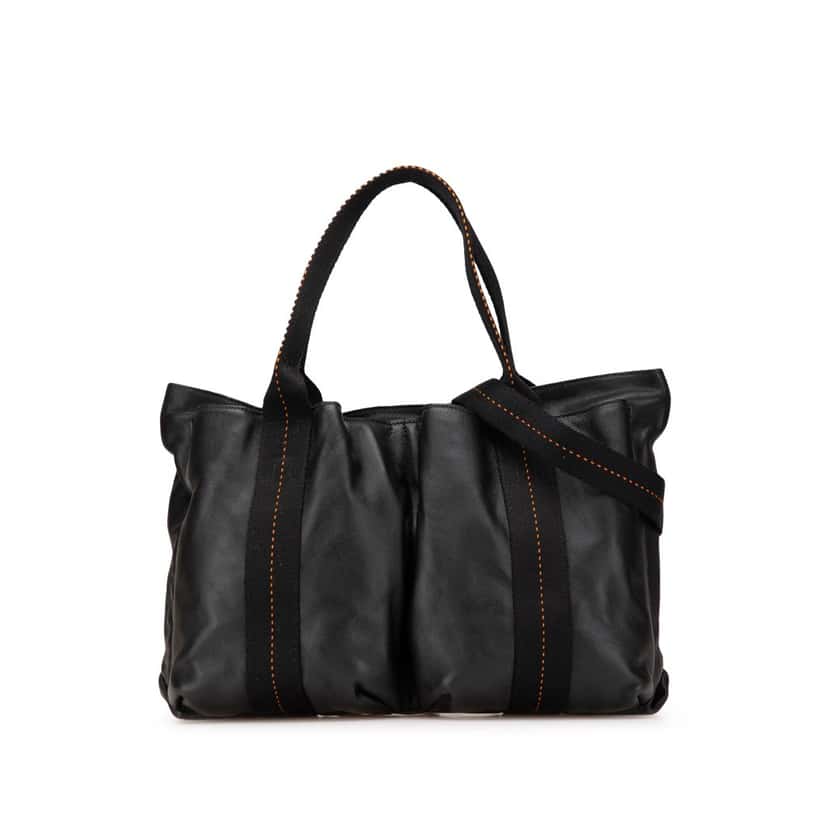 Hermès Caravan Horizontal MM Black Leather Good condition - Front View