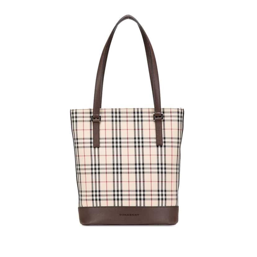 Burberry House Check Coated Canvas Bucket Tote Brown Canvas Good condition - Front View