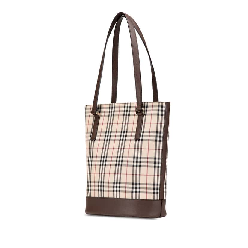 Burberry House Check Coated Canvas Bucket Tote Brown Canvas Good condition - Back View