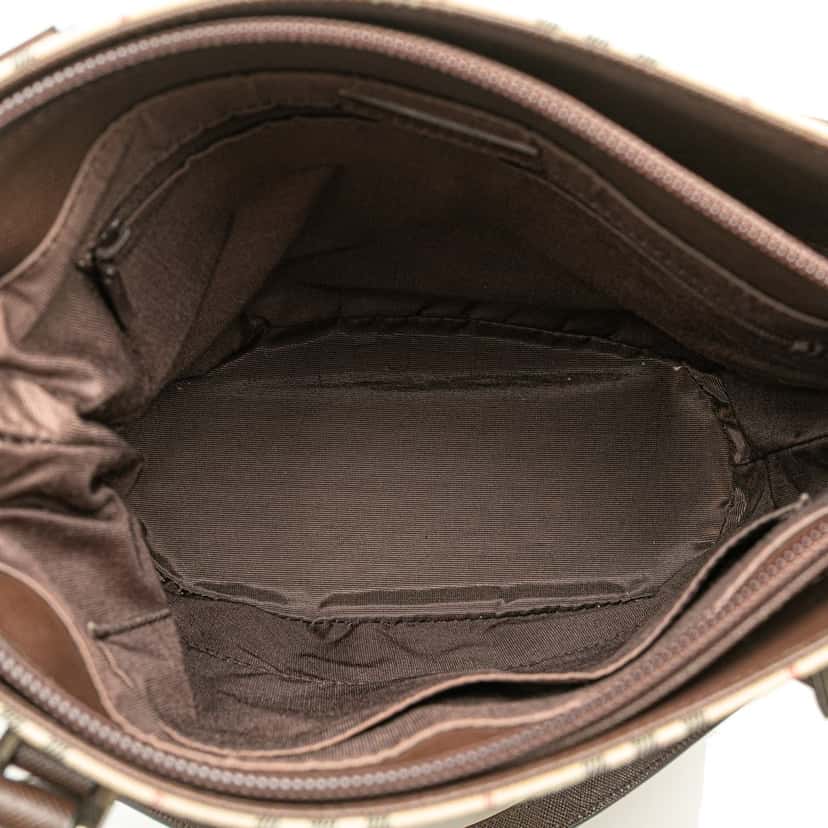 Burberry House Check Coated Canvas Bucket Tote Brown Canvas Good condition - Model View