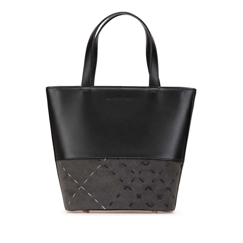 Burberry Calfskin and Suede Tote Black Leather Good condition - Front View