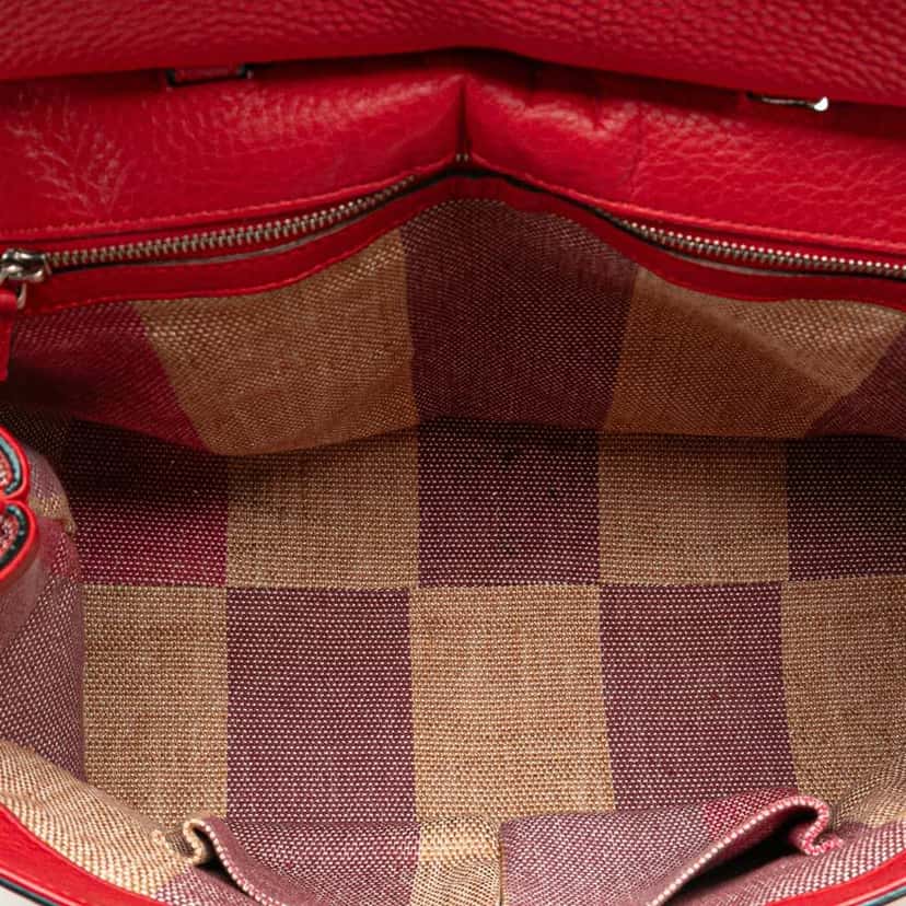 Gucci Medium Leather Bamboo Daily Satchel Red Leather Good condition - Model View