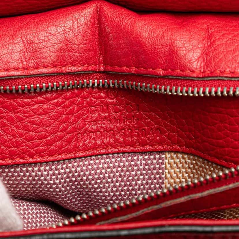 Gucci Medium Leather Bamboo Daily Satchel Red Leather Good condition - Box View
