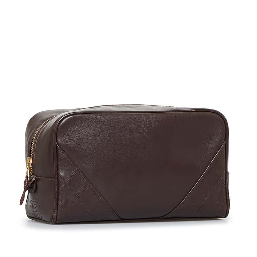Chanel Leather Pouch Brown Leather Good condition - Back View