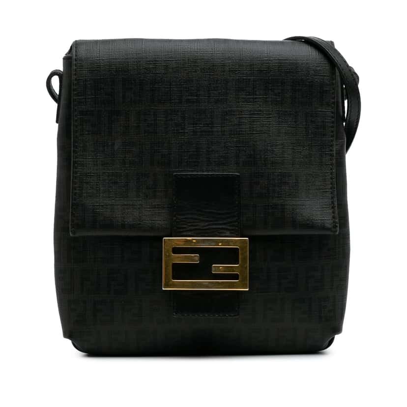 Fendi Zucchino Spalmati Crossbody Black Canvas Very good condition - Front View