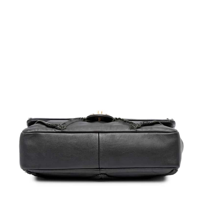 Chanel CC Lambskin Fringe Single Flap Black Leather Good condition - Inside View