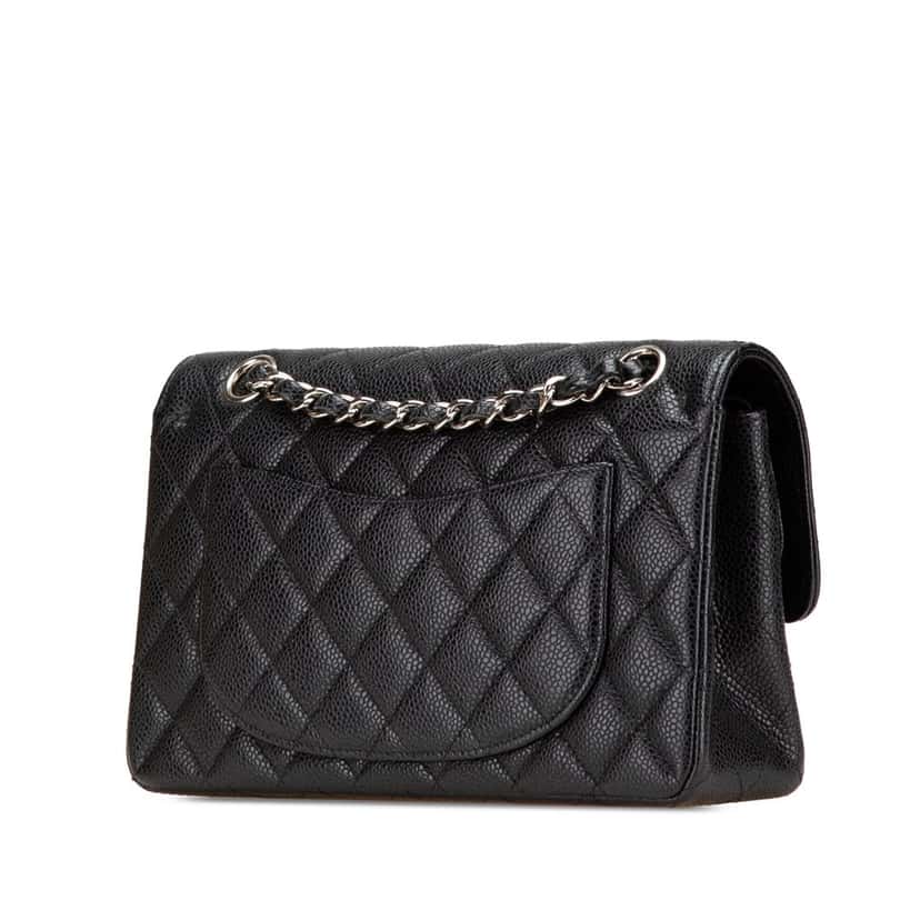 Chanel Medium Classic Caviar Double Flap Black Leather Good condition - Back View